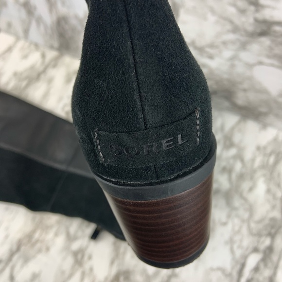 Sorel Cate Tall Leather Suede Black Riding Boots - Picture 8 of 9